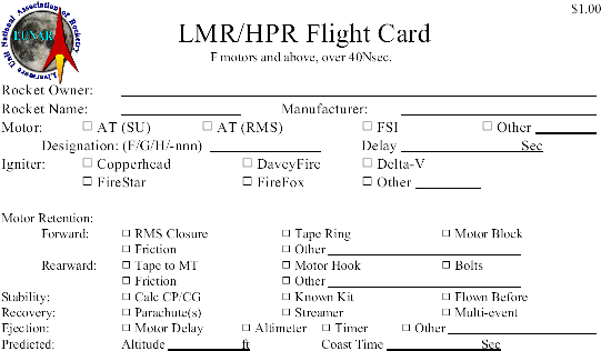 LUNAR High-power Flight Card Front